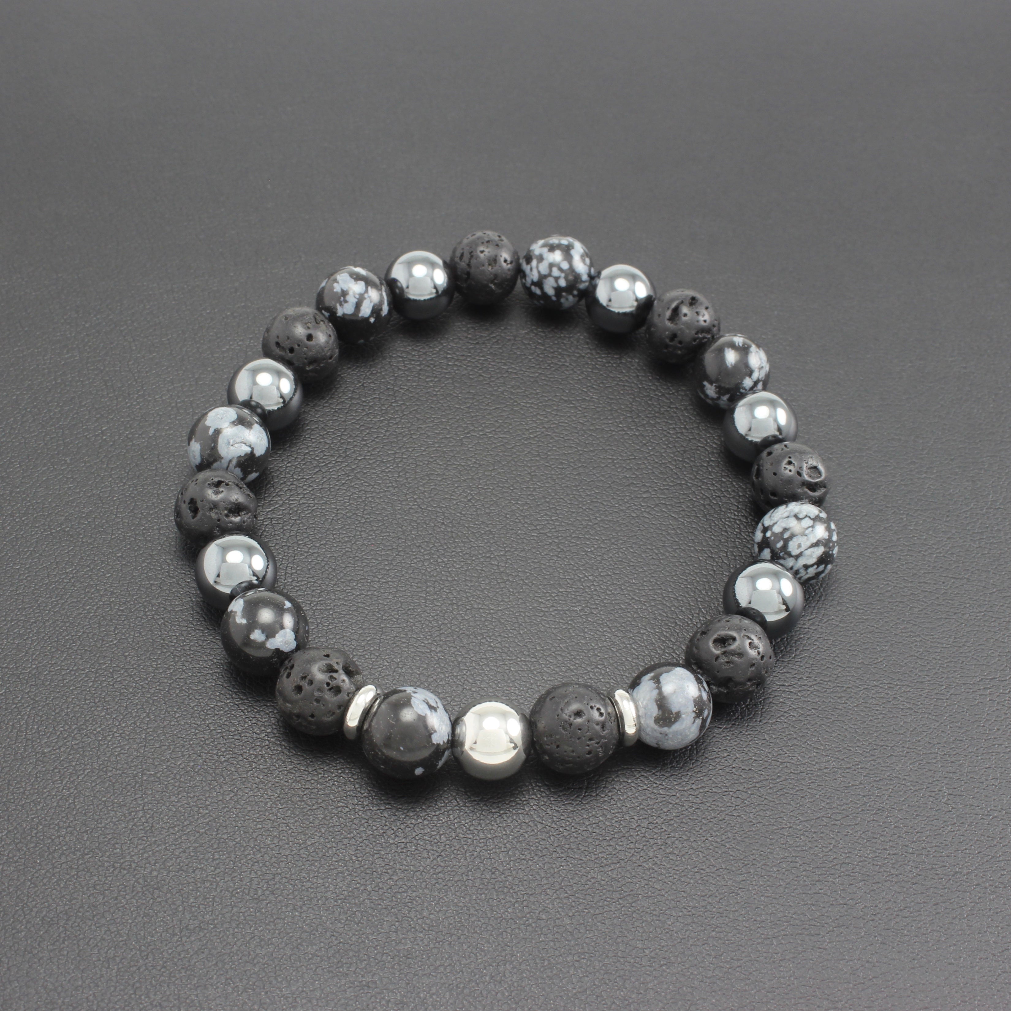 Mens | Obsidian, Lava Stone + Hematite Bracelet