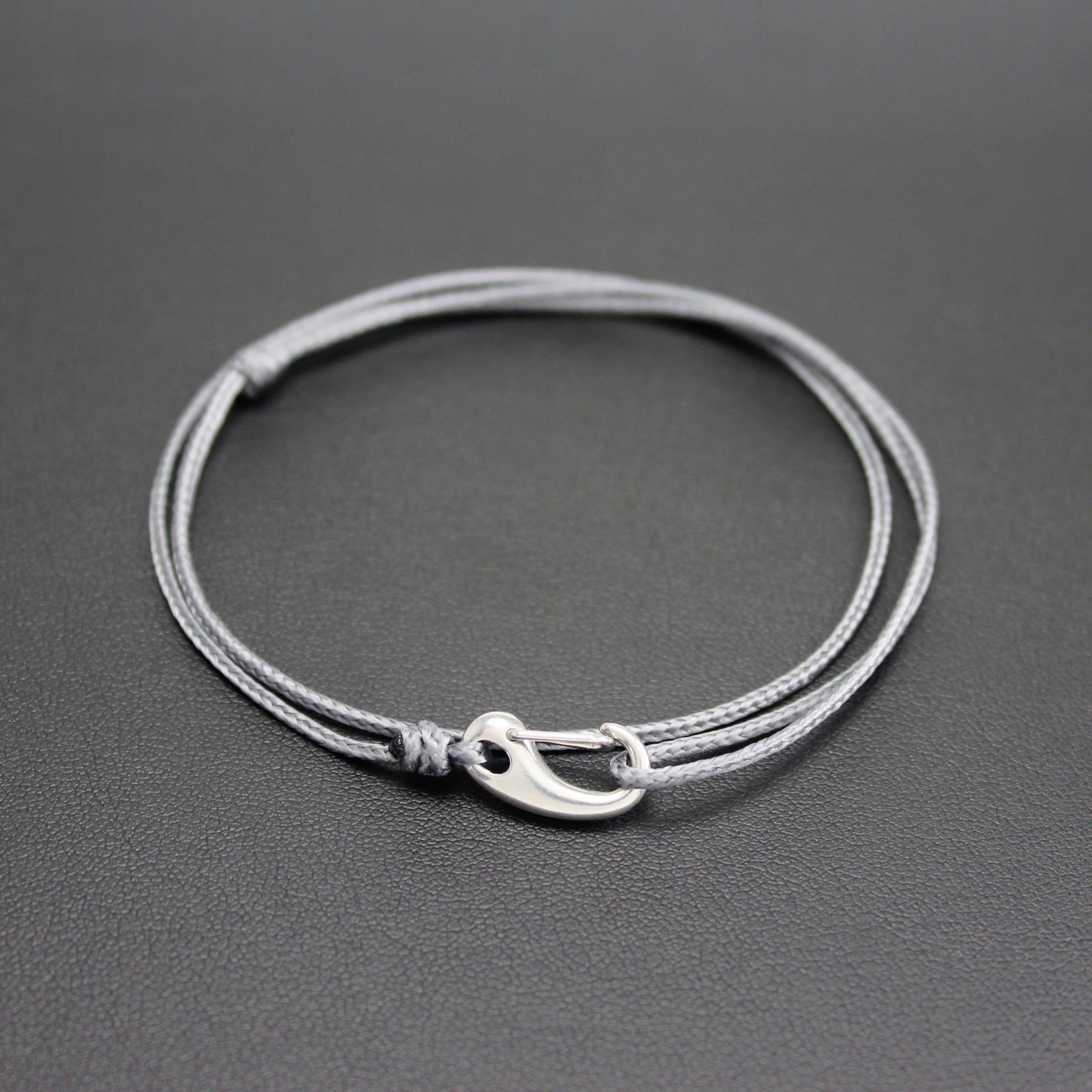 Mens | Micro Cord Adjustable Bracelet in Grey