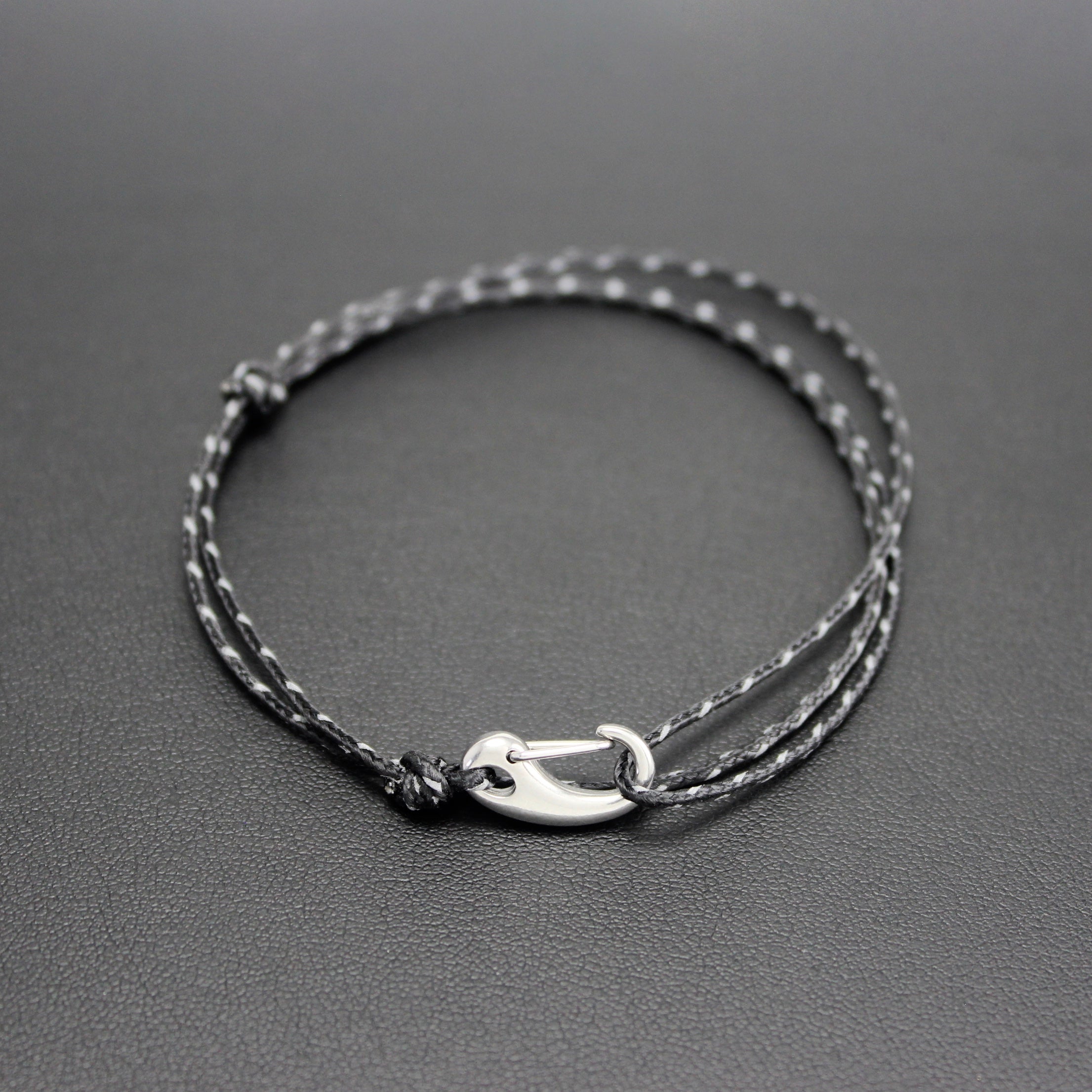 Mens | Micro Cord Adjustable Bracelet in Black Reflective