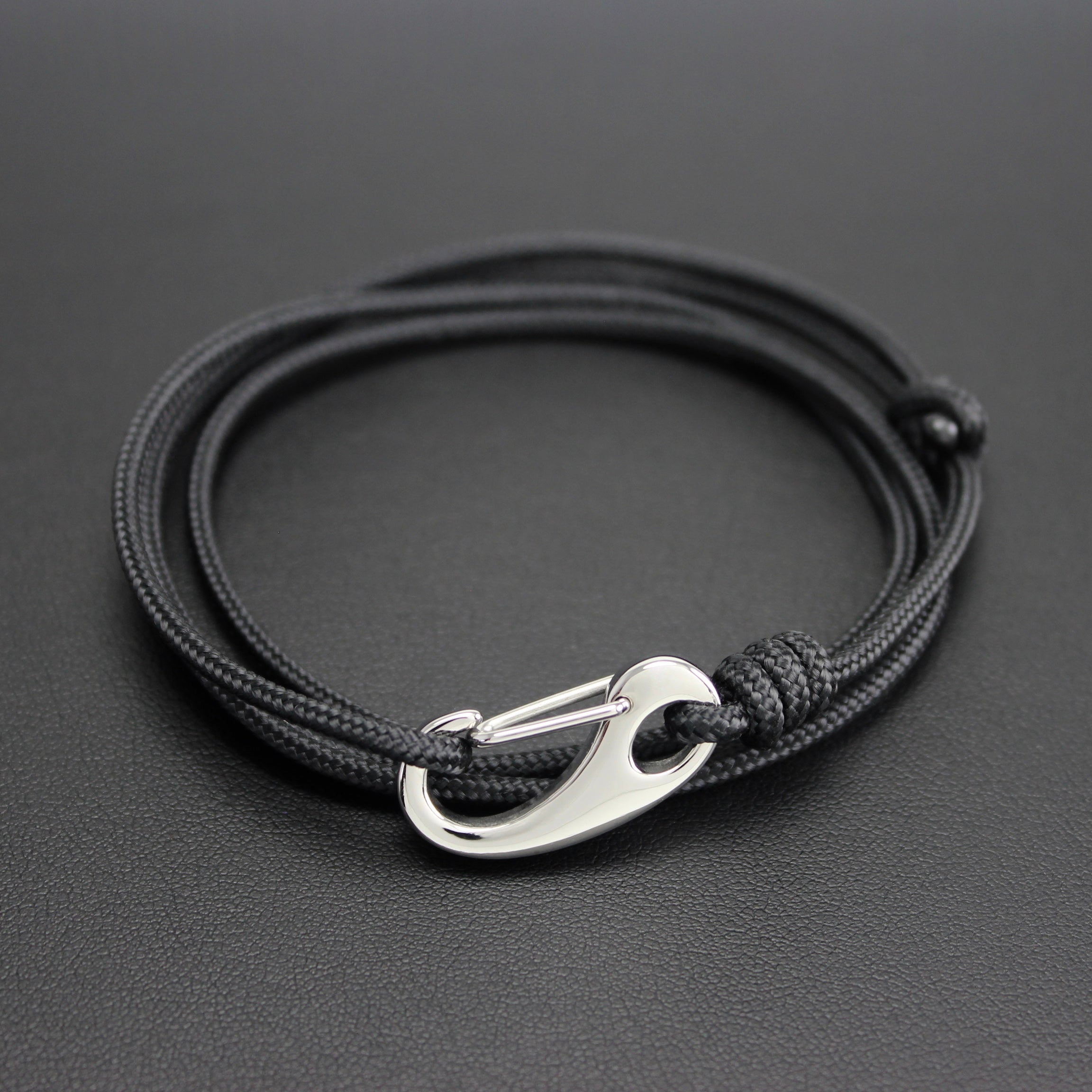 Mens | Tactical Cord + Stainless Steel Bracelet in Black