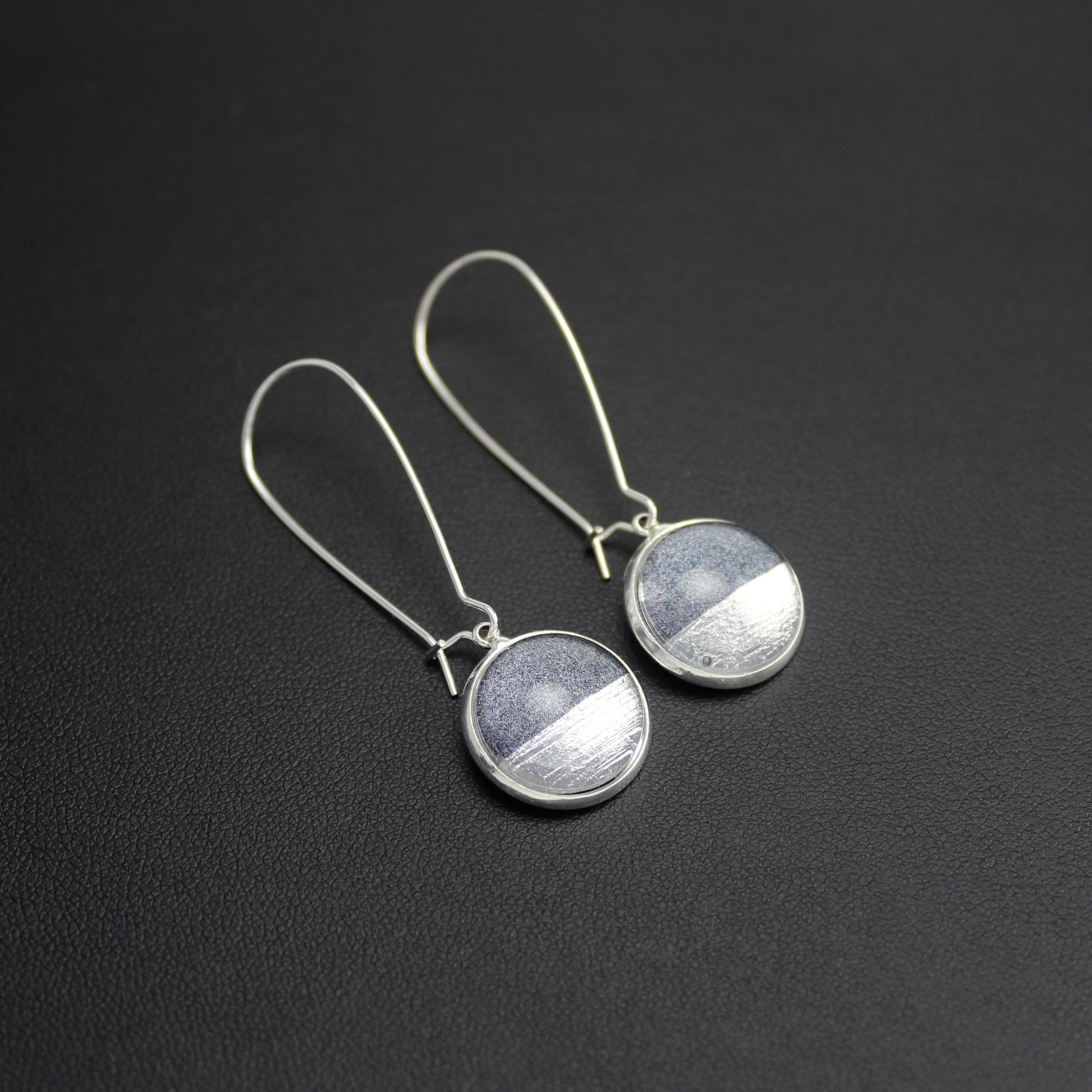 Samba Silver Linings Elongated Drop Earrings (Silver &amp; Charcoal) - New Design
