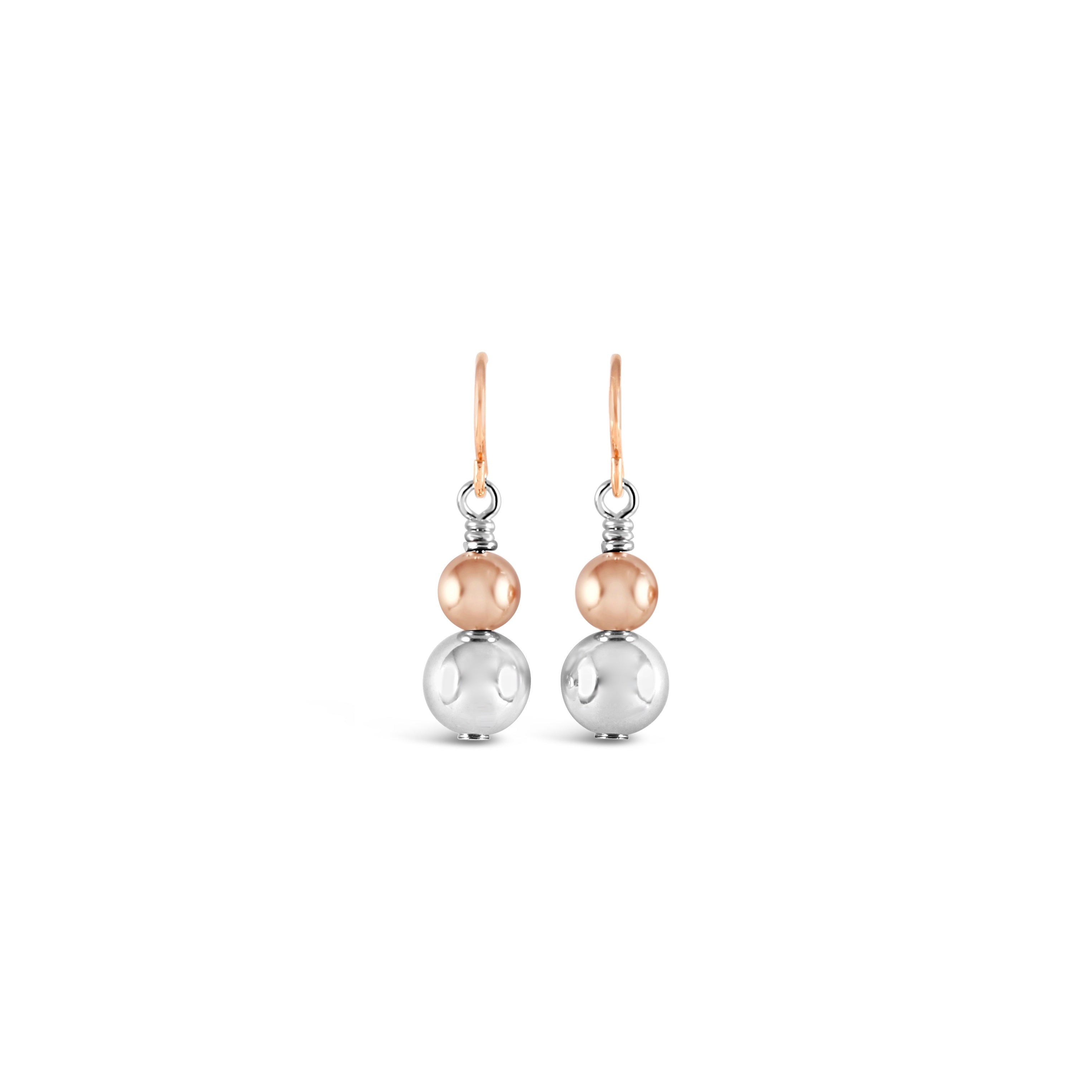 Contemporary Rose Gold &amp; Silver Duo Drop Earrings