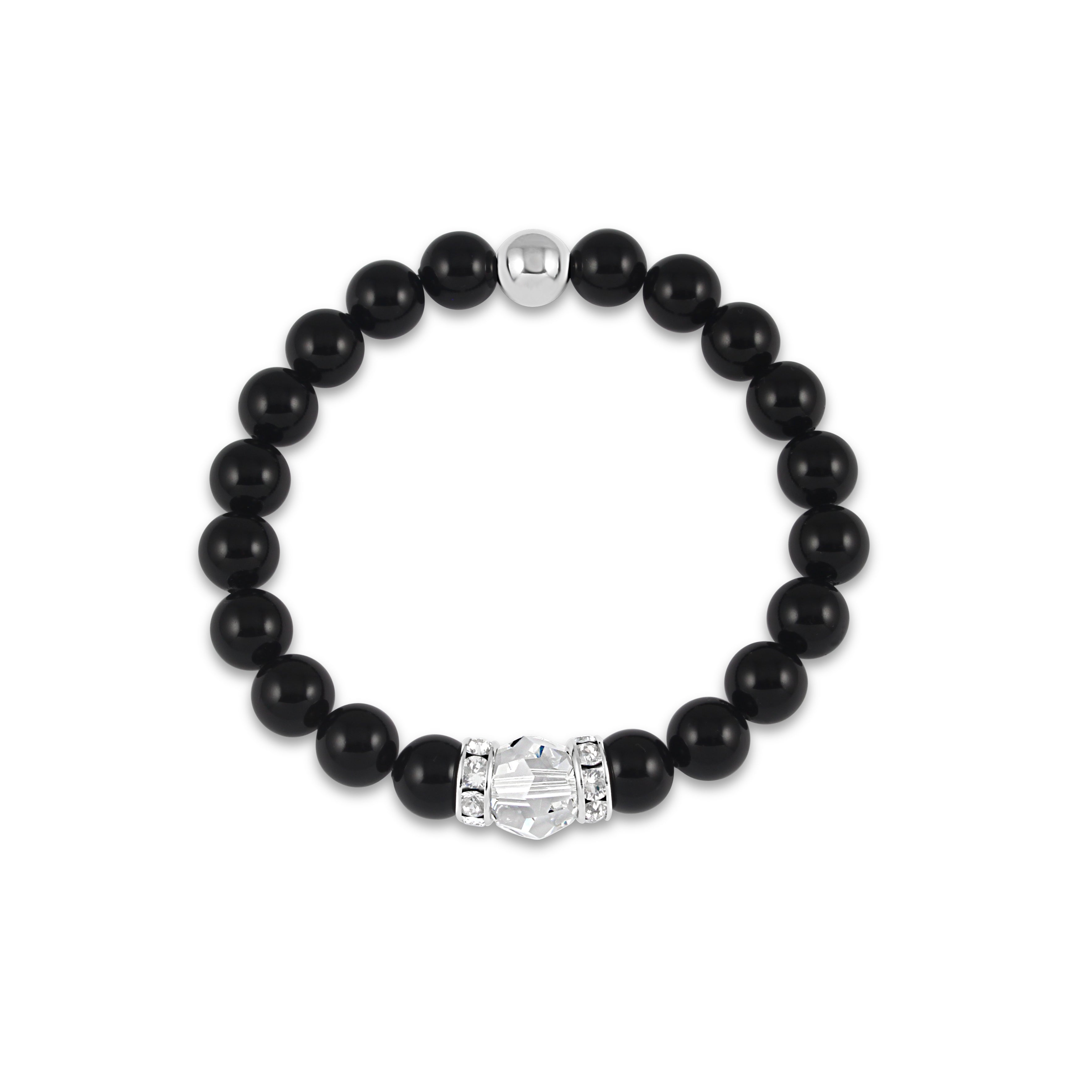 Classical Luxe Gemstone Stretch Bracelet (Black Onyx)
