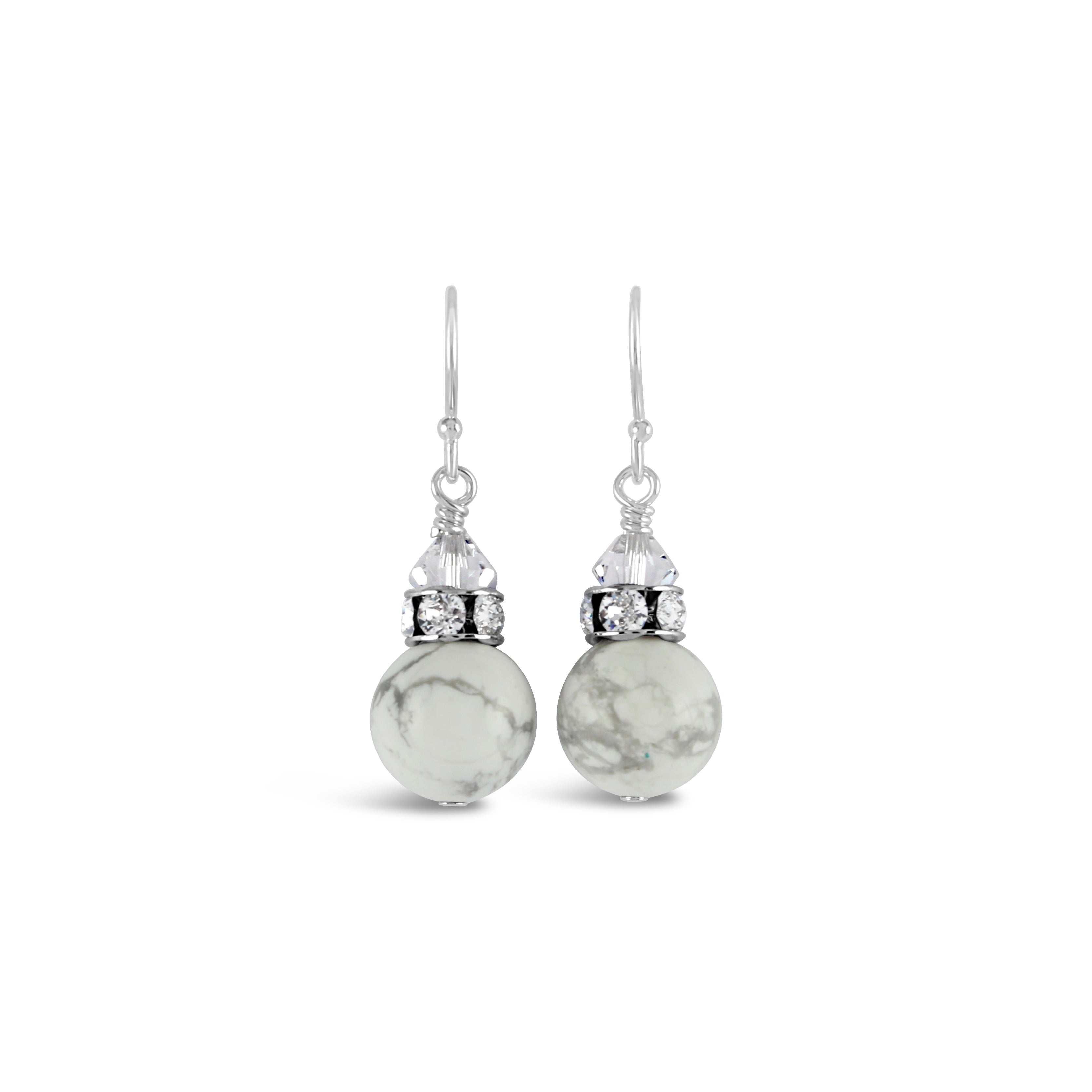 Classical Gemstone Luxe Earrings (Marble Howlite)