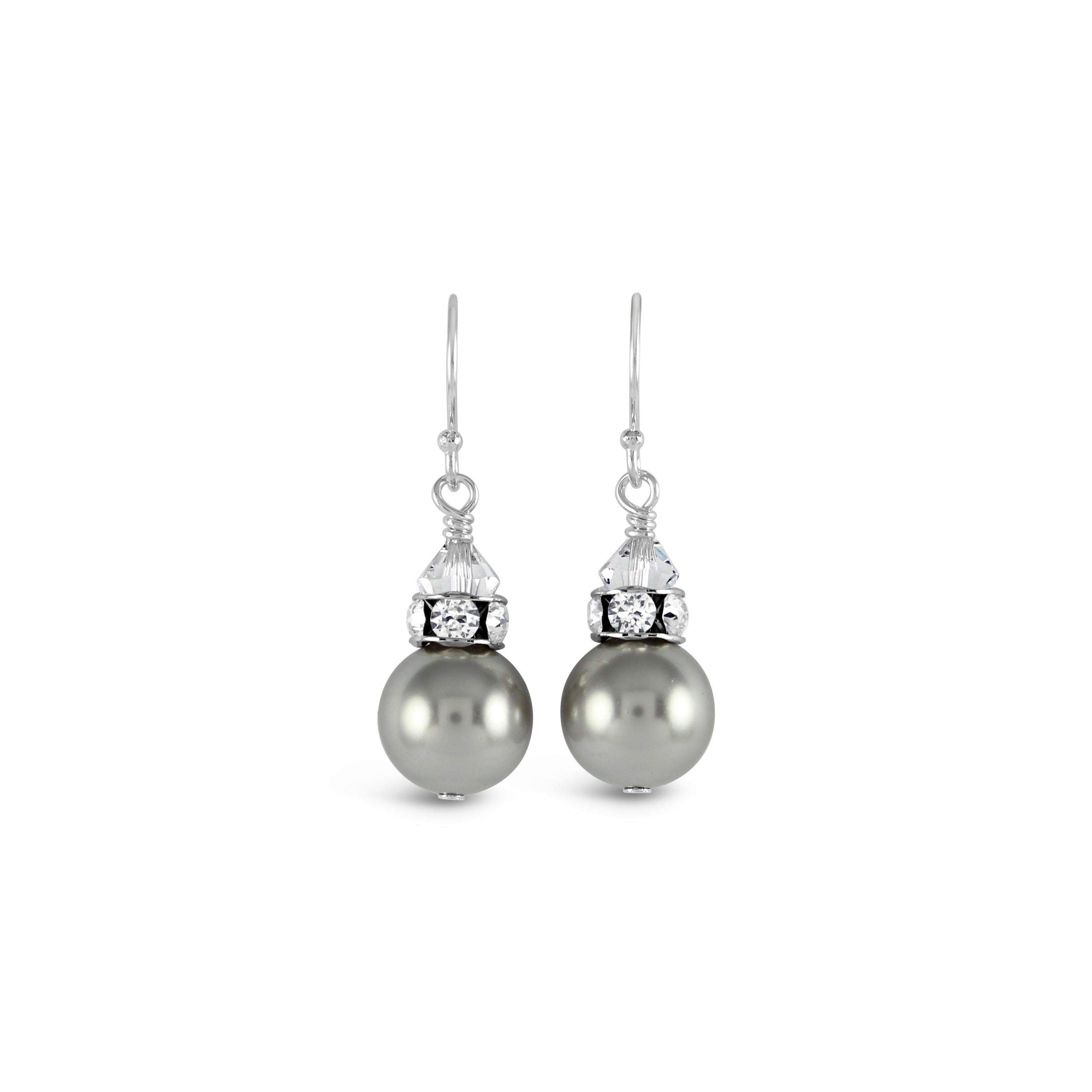 Classical Luxe Crystal Pearl Earrings (Silver)