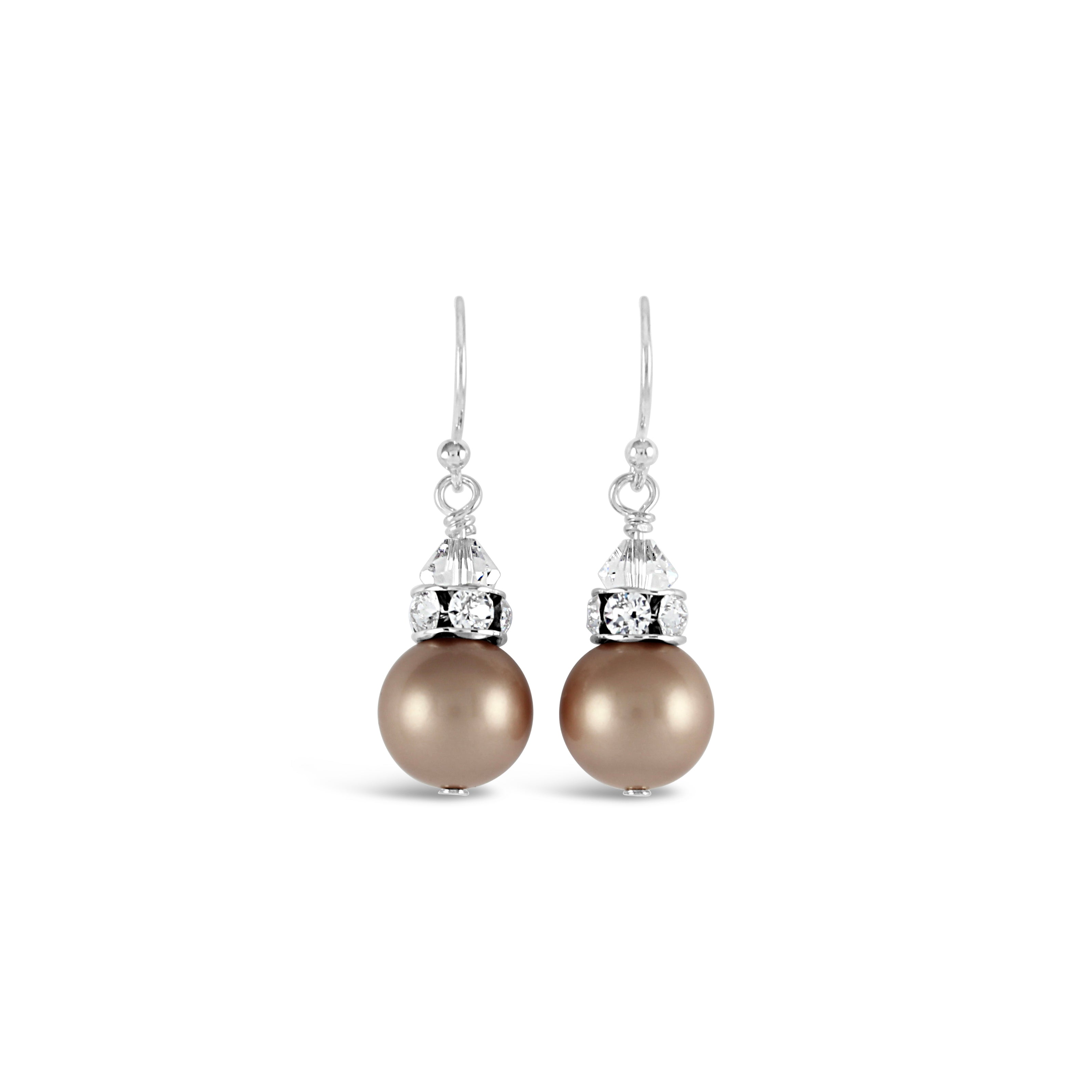 Classical Luxe Crystal Pearl Earrings (Powdered Almond)