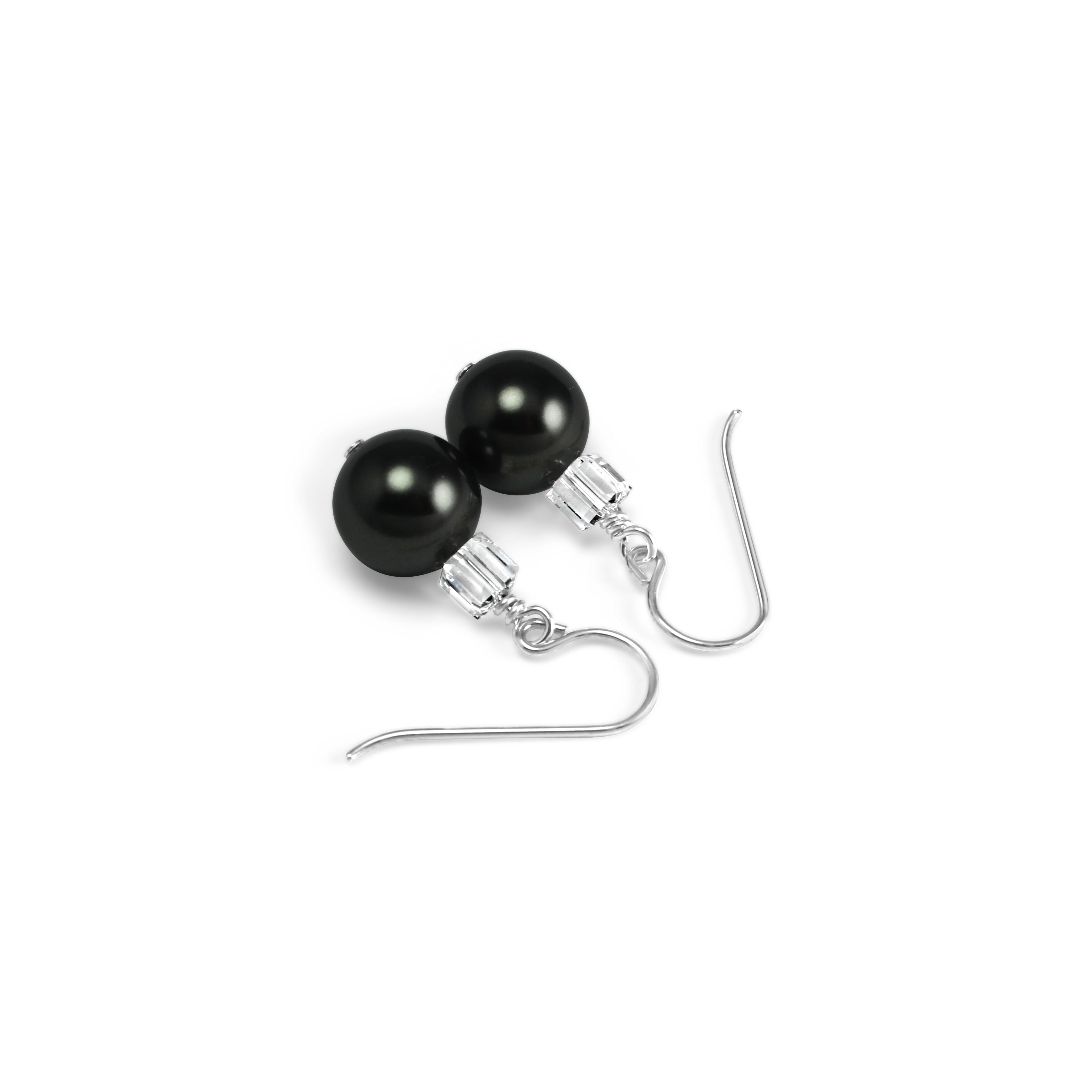 Tango Crystal Cube/Pearl Earrings (Charcoal)