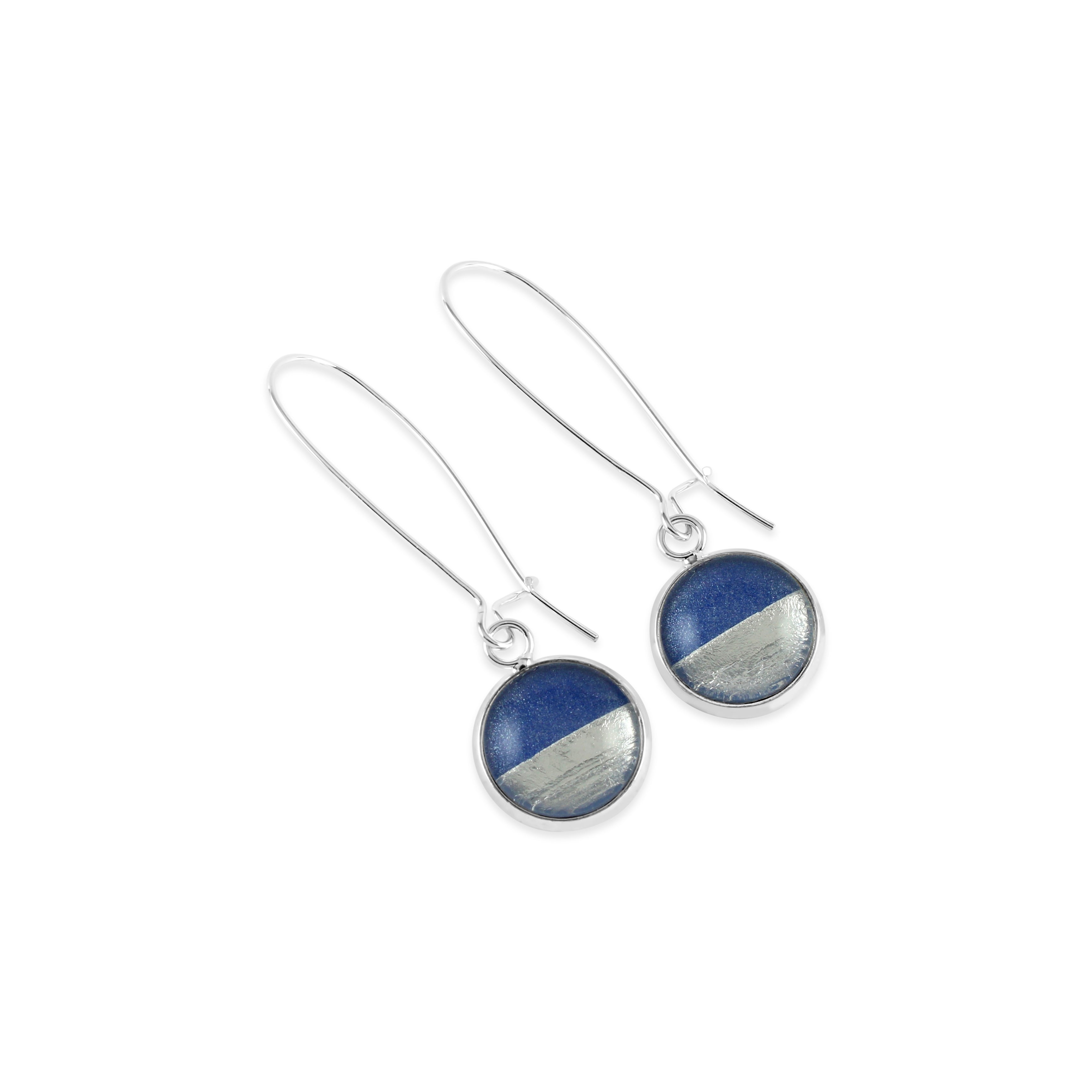 Samba Silver Linings Elongated Drop Earrings (Silver &amp; Royal Blue) - New Design