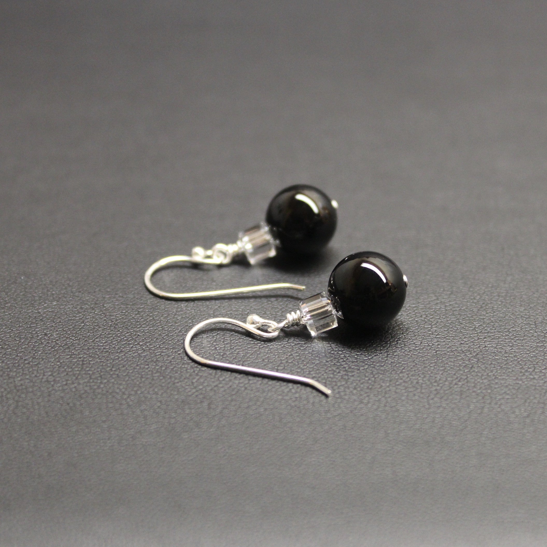 Tango Crystal Cube/Gemstone Earrings (Black Onyx)