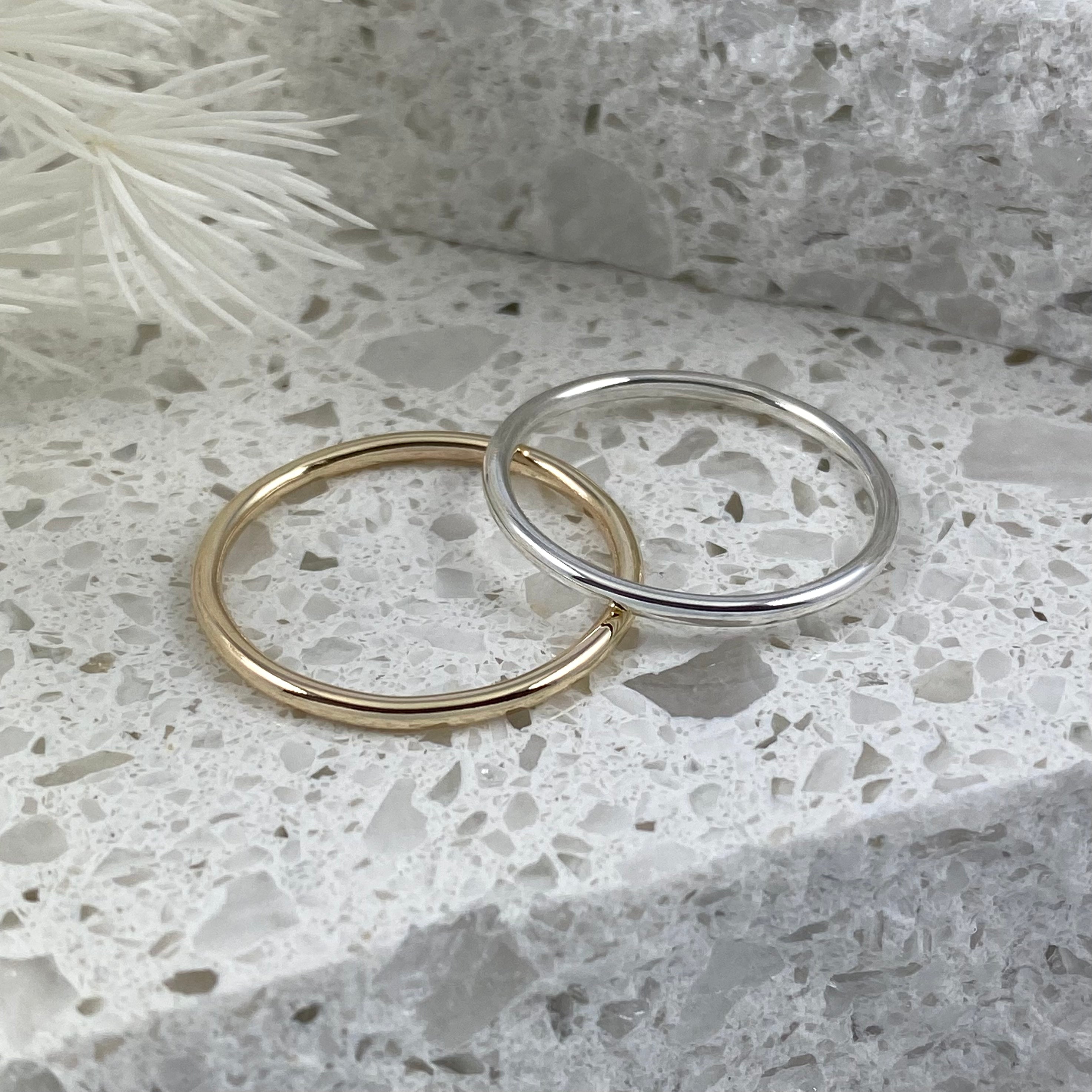 Round Halo Stacking Ring Band - Solid Sterling Silver