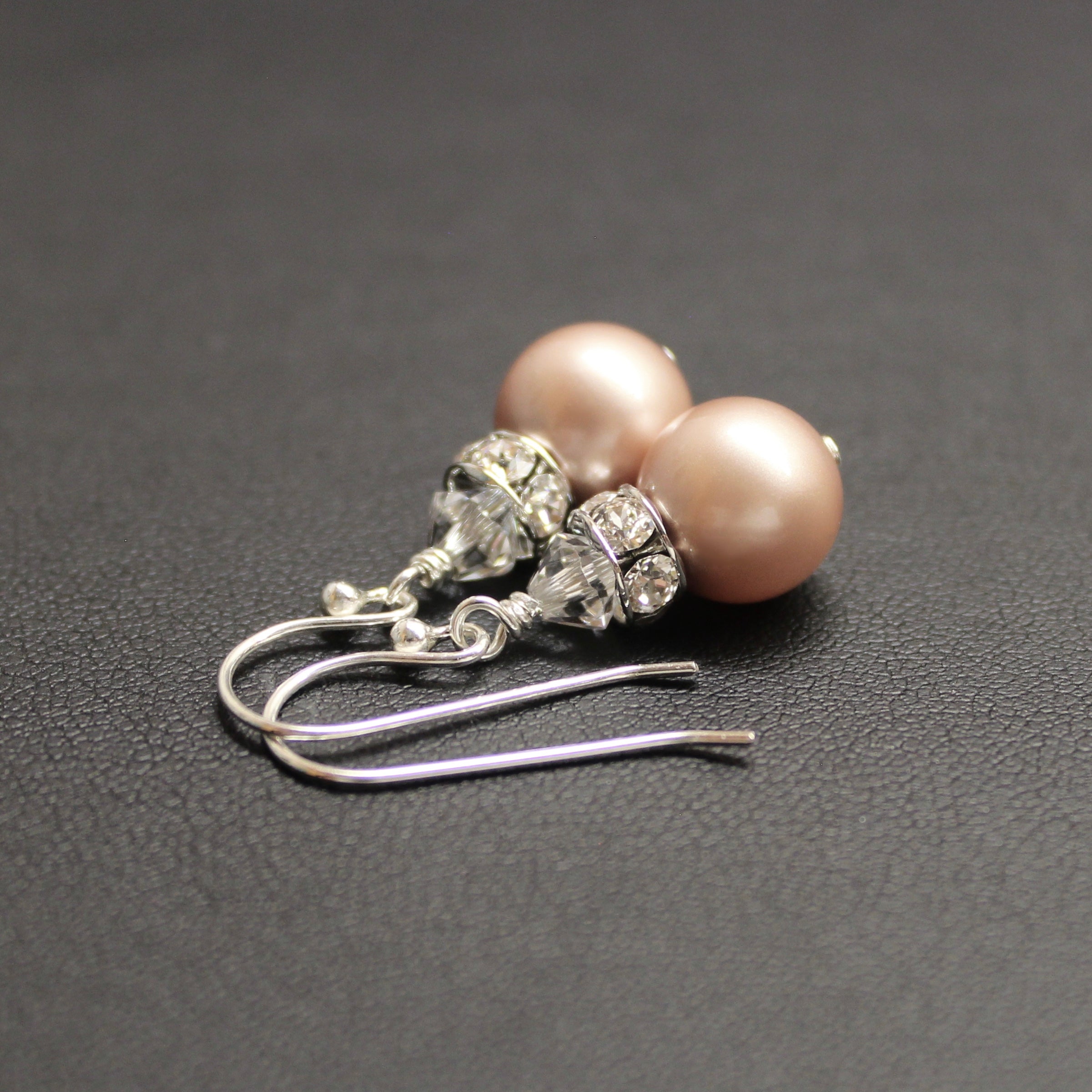 Classical Luxe Crystal Pearl Earrings (Powdered Almond)